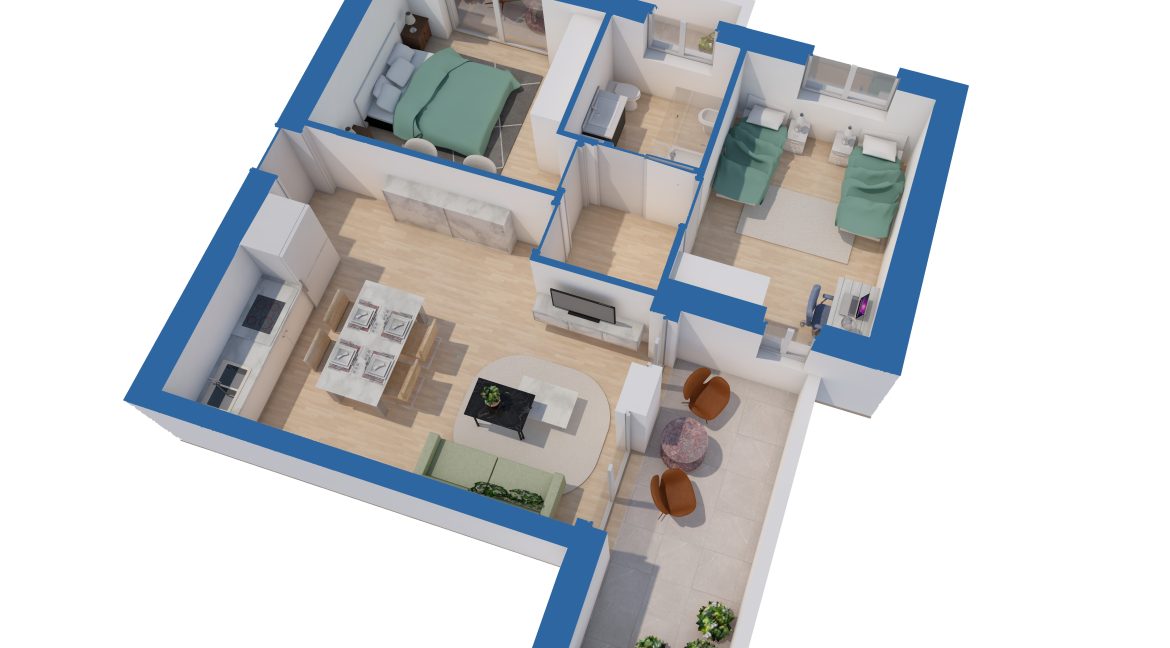 Nuovi appartamenti Cernobbio planimetria 3D 11 b