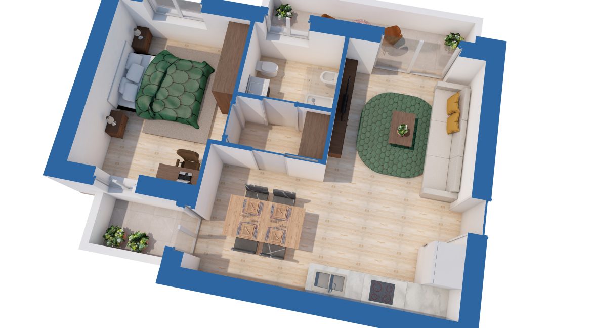 Nuovi appartamenti Cernobbio planimetria 3D 9 c